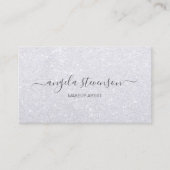 エレガントでモダンでガーリーな銀製のグリッターのメーキャップアーティスト 名刺 (正面)