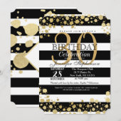 エレガントでモダンでフェイクな金ゴールドの（ばちゃばちゃ）跳ねるは縞で飾り、 招待状 (正面/裏面)