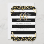 エレガントでモダンでフェイクな金ゴールドの(ばちゃばちゃ)跳ねるは縞で飾り、 招待状 (正面)