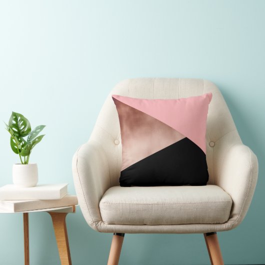 エレガントでモダンで幾何学的なばら色の金ゴールドのピンクの黒 クッション (椅子)