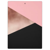 エレガントでモダンで幾何学的なばら色の金ゴールドのピンクの黒 クリップボード (裏面)