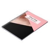 エレガントでモダンで幾何学的なばら色の金ゴールドのピンクの黒 ノートブック (左側)
