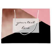 エレガントでモダンで幾何学的なばら色の金ゴールドのピンクの黒 ラージペーパーバッグ (正面)