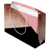 エレガントでモダンで幾何学的なばら色の金ゴールドのピンクの黒 ラージペーパーバッグ (裏面アングル)