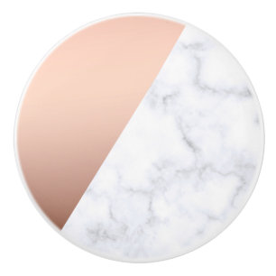 エレガントでモダンで幾何学的なばら色の金ゴールドの白の大理石 セラミックノブ