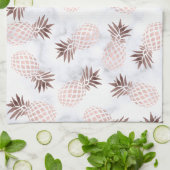 エレガントでモダンで白い大理石のばら色の金ゴールドのパイナップル キッチンタオル (折り畳み)