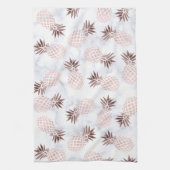 エレガントでモダンで白い大理石のばら色の金ゴールドのパイナップル キッチンタオル (縦)