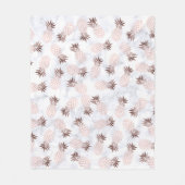 エレガントでモダンで白い大理石のばら色の金ゴールドのパイナップル フリースブランケット (正面)