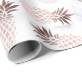 エレガントでモダンで白い大理石のばら色の金ゴールドのパイナップル ラッピングペーパー (ロールコーナー)