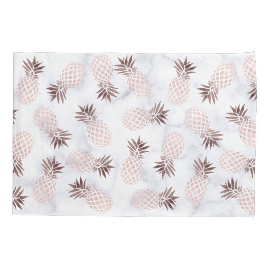 エレガントでモダンで白い大理石のばら色の金ゴールドのパイナップル 枕カバー (裏面)