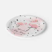 エレガントでモダンで黒い及びピンクのフラミンゴのベビーシャワー ペーパープレート (アングル)