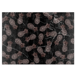 エレガントでモダンで黒い大理石のばら色の金ゴールドのパイナップル カッティングボード