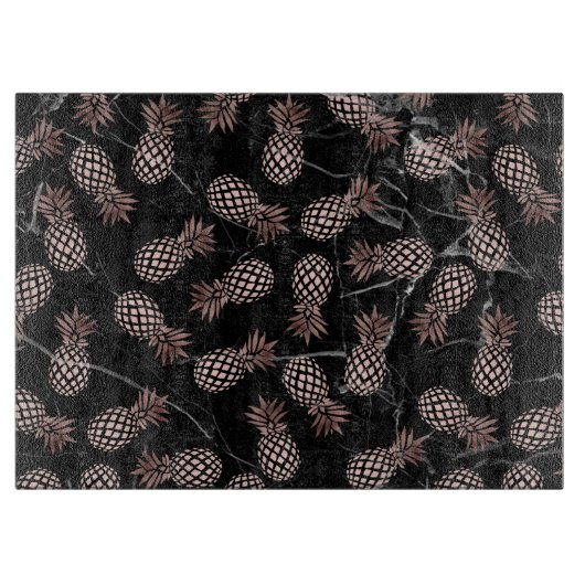 エレガントでモダンで黒い大理石のばら色の金ゴールドのパイナップル カッティングボード (正面)