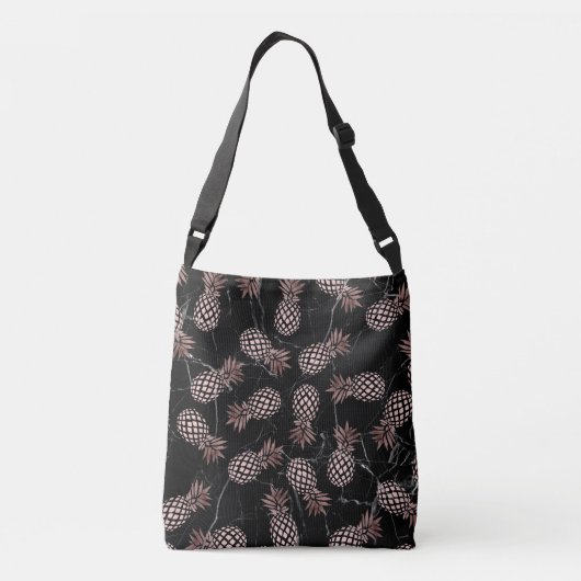 エレガントでモダンで黒い大理石のばら色の金ゴールドのパイナップル クロスボディバッグ (裏面)