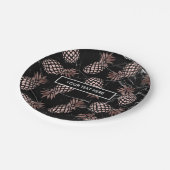 エレガントでモダンで黒い大理石のばら色の金ゴールドのパイナップル ペーパープレート (アングル)