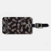 エレガントでモダンで黒い大理石のばら色の金ゴールドのパイナップル ラゲッジタグ (正面横)