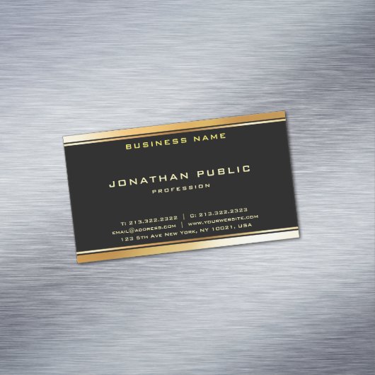 エレガントでモダンで黒い金ゴールドのプロフェッショナルのテンプレート マグネット名刺 (インサイチュ)