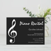 エレガントでモダンで黒い音楽ピアノコンサートの演奏会 案内状 (スタンド正面)