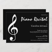 エレガントでモダンで黒い音楽ピアノコンサートの演奏会 案内状 (正面/裏面)