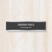 エレガントでモダンで黒く、銀製のテンプレートの魅力 サインプレート (正面)