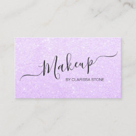 エレガントでモダンなすみれ色の紫色のグリッターのメーキャップアーティスト 名刺
