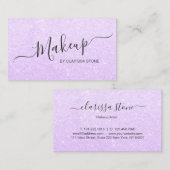 エレガントでモダンなすみれ色の紫色のグリッターのメーキャップアーティスト 名刺 (正面/裏面)