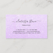 エレガントでモダンなすみれ色の紫色のグリッターのメーキャップアーティスト 名刺 (裏面)