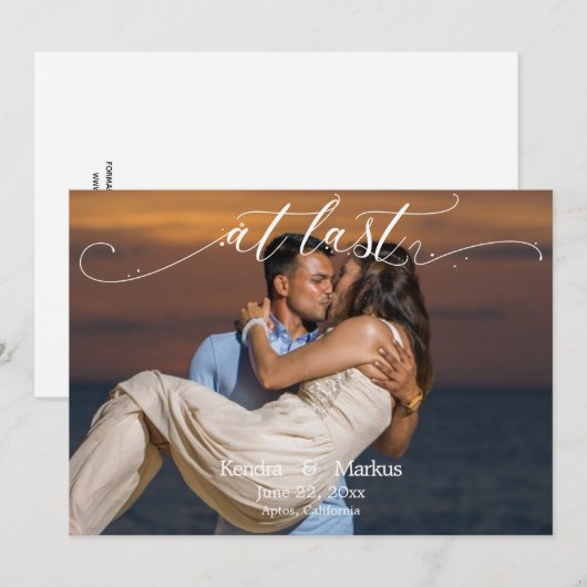 エレガントでモダンなついに フォト セーブ・ザ・デート 招待状 (正面/裏面)