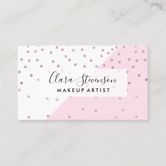 エレガントでモダンなのどのばら色の金ゴールドのグリッターの紙吹雪 名刺 (正面)