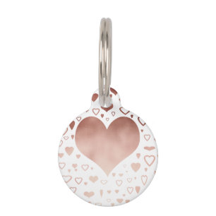 エレガントでモダンなのどのばら色の金ゴールドのハートパターン ペット　ネームタグ