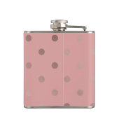エレガントでモダンなのどのばら色の金ゴールドの水玉模様パターン フラスク (裏面)