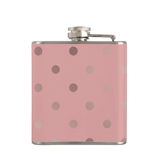 エレガントでモダンなのどのばら色の金ゴールドの水玉模様パターン フラスク (裏面)