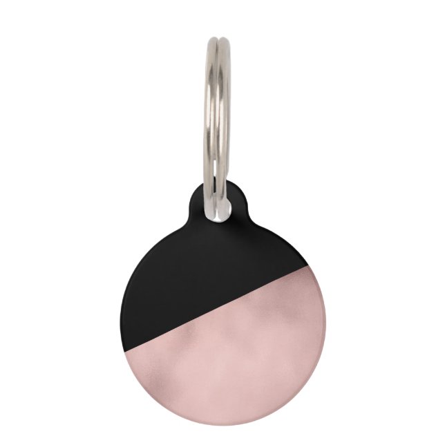 エレガントでモダンなのどの幾何学的なばら色の金ゴールドの黒 ペット　ネームタグ (正面)