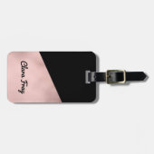 エレガントでモダンなのどの幾何学的なばら色の金ゴールドの黒 ラゲッジタグ (正面横)
