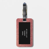 エレガントでモダンなひよこのばら色の金ゴールドのグリッターの黒 ラゲッジタグ (裏面縦)