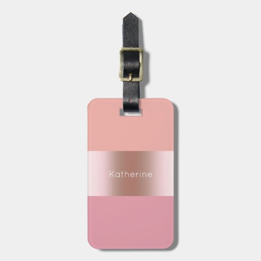 エレガントでモダンなひよこのばら色の金ゴールドのピンクのオレンジ ラゲッジタグ (正面縦)
