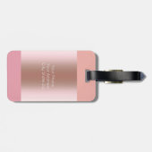エレガントでモダンなひよこのばら色の金ゴールドのピンクのオレンジ ラゲッジタグ (裏面横)