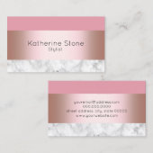 エレガントでモダンなひよこのばら色の金ゴールドのピンクの大理石 名刺 (正面/裏面)