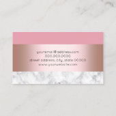エレガントでモダンなひよこのばら色の金ゴールドのピンクの大理石 名刺 (裏面)