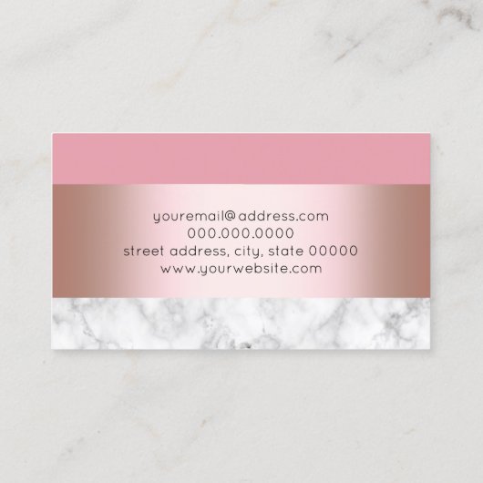 エレガントでモダンなひよこのばら色の金ゴールドのピンクの大理石 名刺 (裏面)