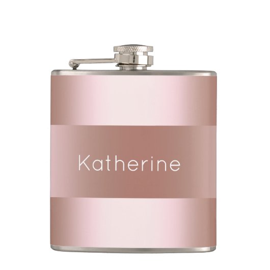 エレガントでモダンなひよこのばら色の金ゴールドパターン フラスク (正面)