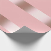 エレガントでモダンなひよこのばら色の金ゴールド及びピンクのストリップ ラッピングペーパー (角)