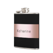 エレガントでモダンなひよこのばら色の金ゴールド及び黒いストリップ フラスク (左)