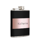 エレガントでモダンなひよこのばら色の金ゴールド及び黒いストリップ フラスク (右)