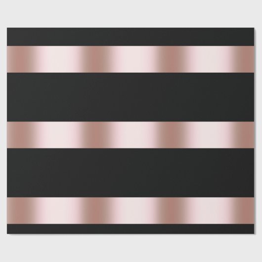 エレガントでモダンなひよこのばら色の金ゴールド及び黒いストリップ ラッピングペーパー (フラット)