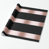 エレガントでモダンなひよこのばら色の金ゴールド及び黒いストリップ ラッピングペーパー (アンロールド)