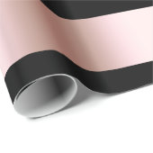 エレガントでモダンなひよこのばら色の金ゴールド及び黒いストリップ ラッピングペーパー (ロールコーナー)