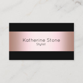 エレガントでモダンなひよこのばら色の金ゴールド及び黒いストリップ 名刺