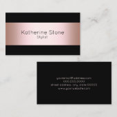 エレガントでモダンなひよこのばら色の金ゴールド及び黒いストリップ 名刺 (正面/裏面)