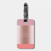 エレガントでモダンなひよこのストライプのなばら色の金ゴールドのピンクの珊瑚 ラゲッジタグ (裏面縦)